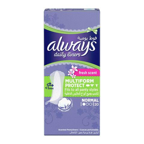 Always Multiform Protect Daily Liners Slim Pantyliners White 20 countx18